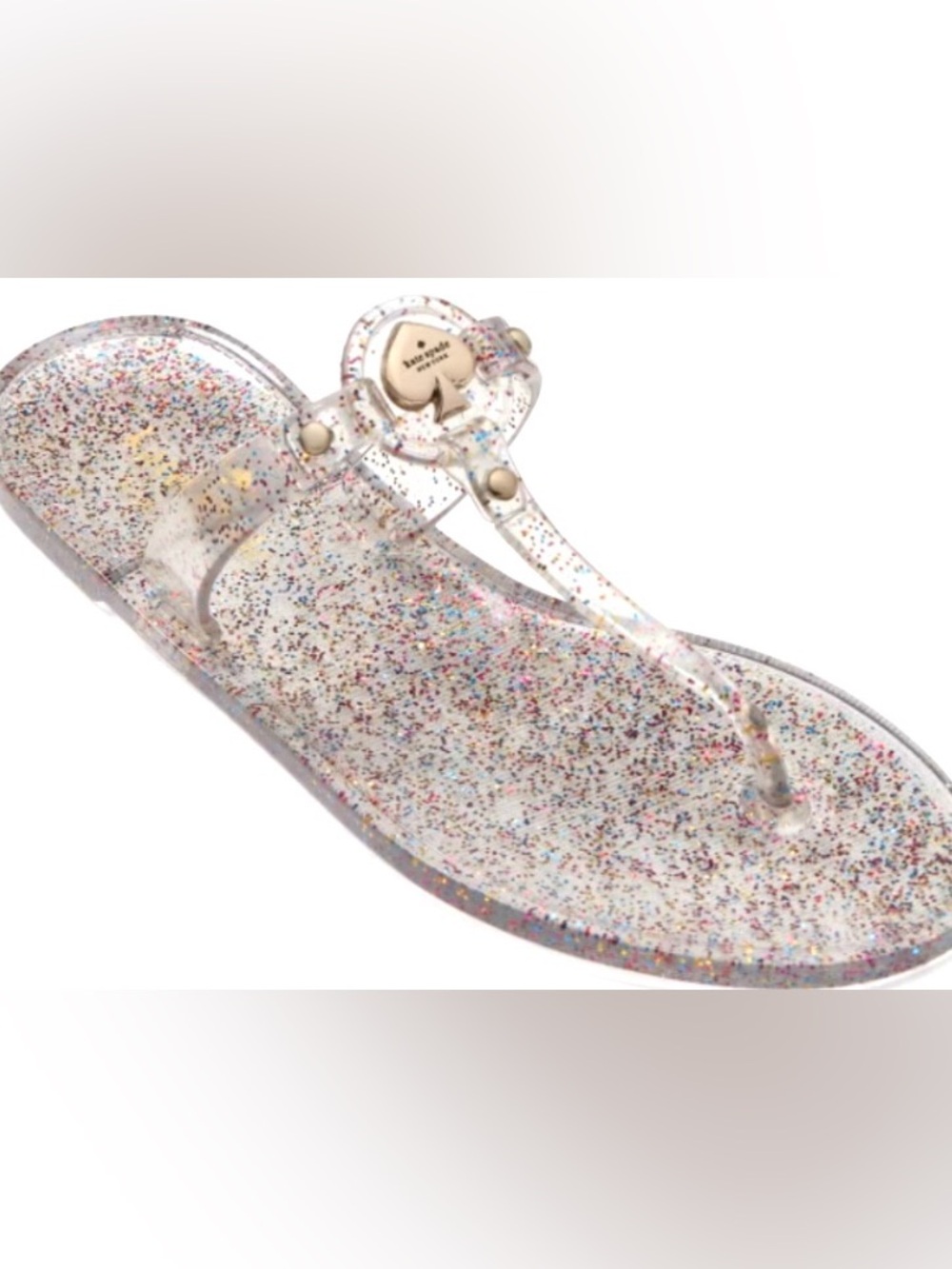 Kate Spade Clear Glitter Kendall Jelly T-Strap Sandal: Size 7